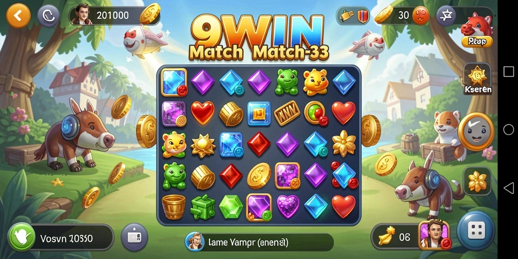 Tampilan gameplay Match-3 yang seru dan penuh warna.