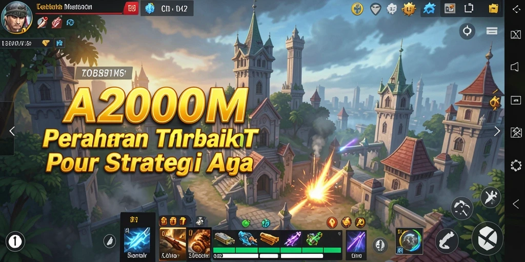 Screenshot gameplay A200M menampilkan aksi pertahanan menara yang mendebarkan.