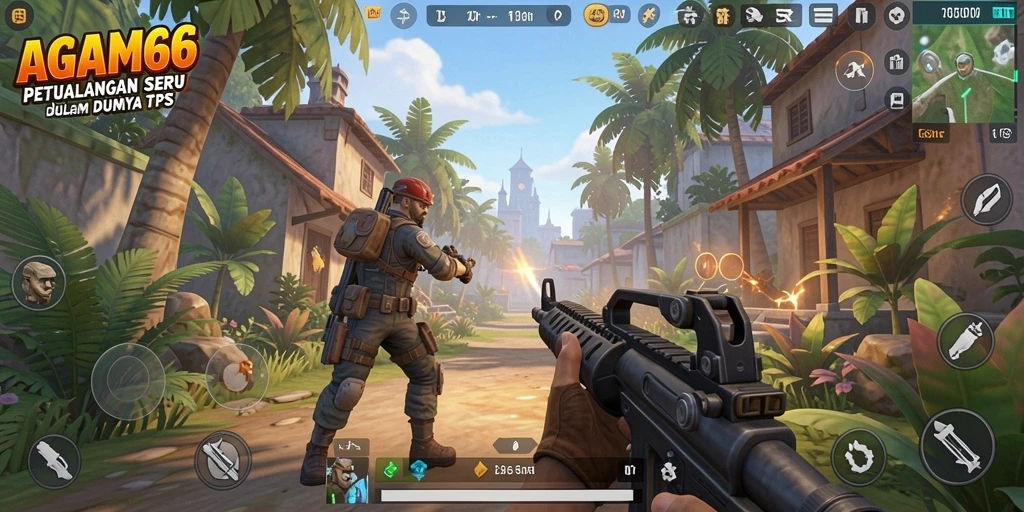 Tangkapan layar utama AGAM66 menampilkan aksi seru dalam gameplay TPS.