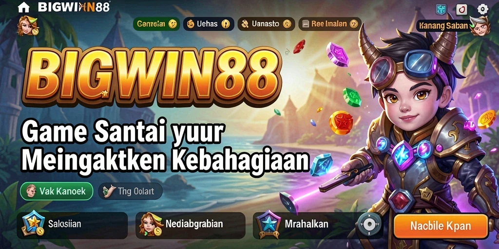 Tampilan gameplay BIGWIN88 yang ceria dan penuh warna.