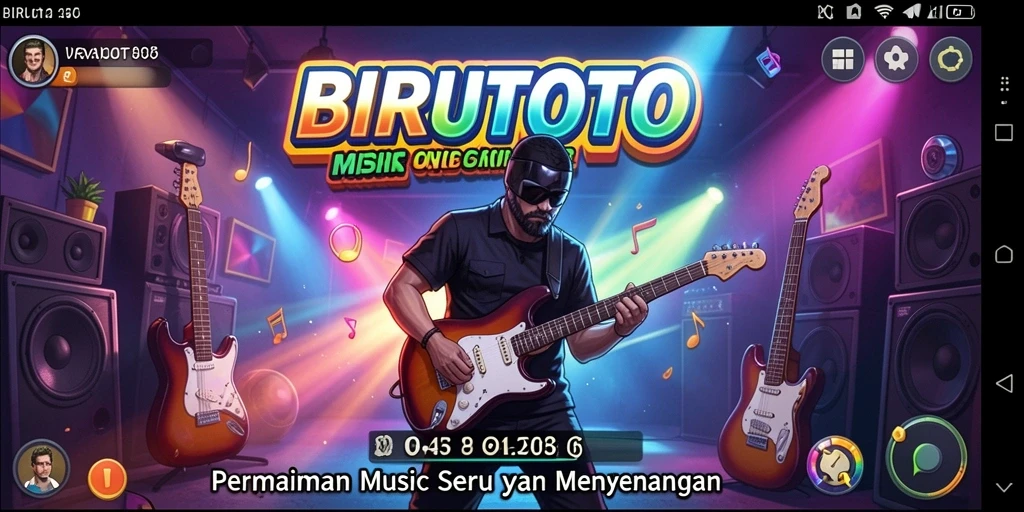 Screenshot gameplay BIRUTOTO menampilkan pemain yang asyik bermain musik.