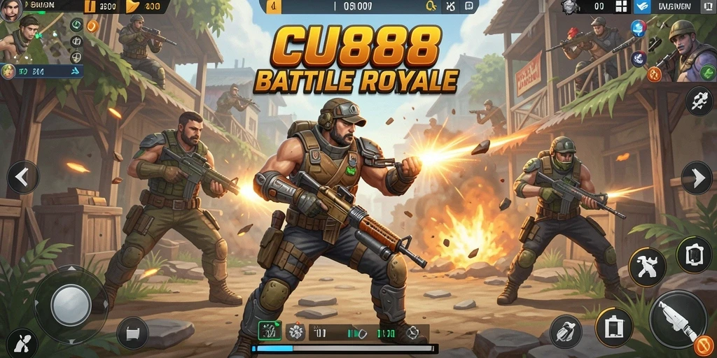 Screenshot utama CU888 menunjukkan intensitas pertarungan Battle Royale.