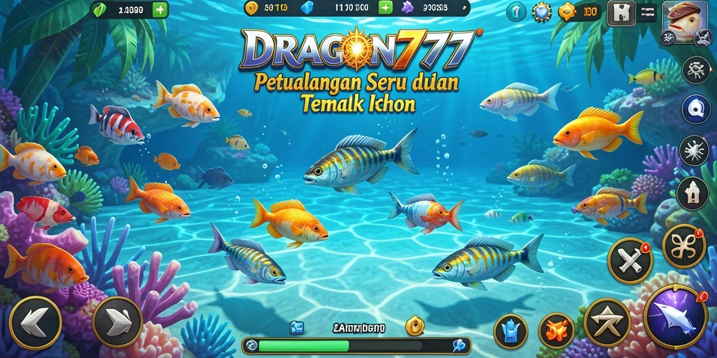 Screenshot utama DRAGON777 menunjukkan aksi tembak ikan yang mendebarkan.