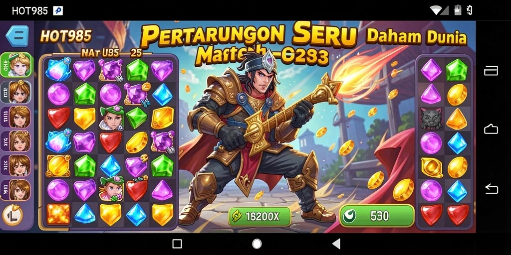 Screenshot utama menampilkan gameplay seru di HOT985 yang penuh warna.