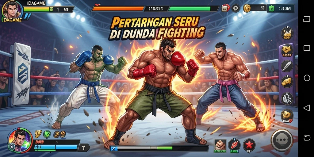 Tampilan gameplay pertarungan yang seru dan mendebarkan di IDAGAME.