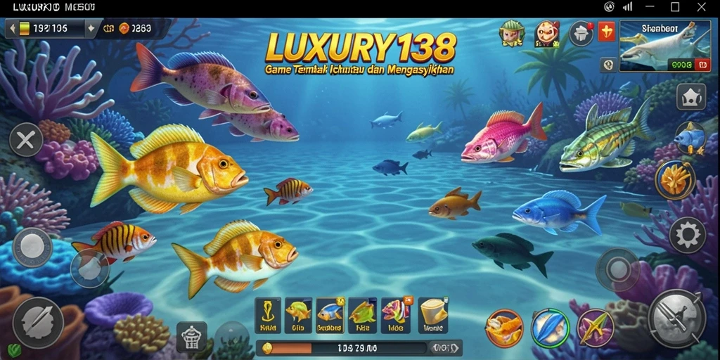 Screenshot gameplay LUXURY138 menampilkan aksi menangkap ikan yang seru.
