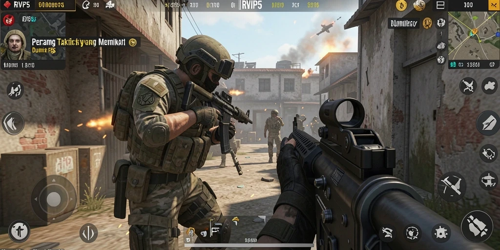 Gameplay RVIP5 yang menegangkan dengan aksi tembak-menembak.