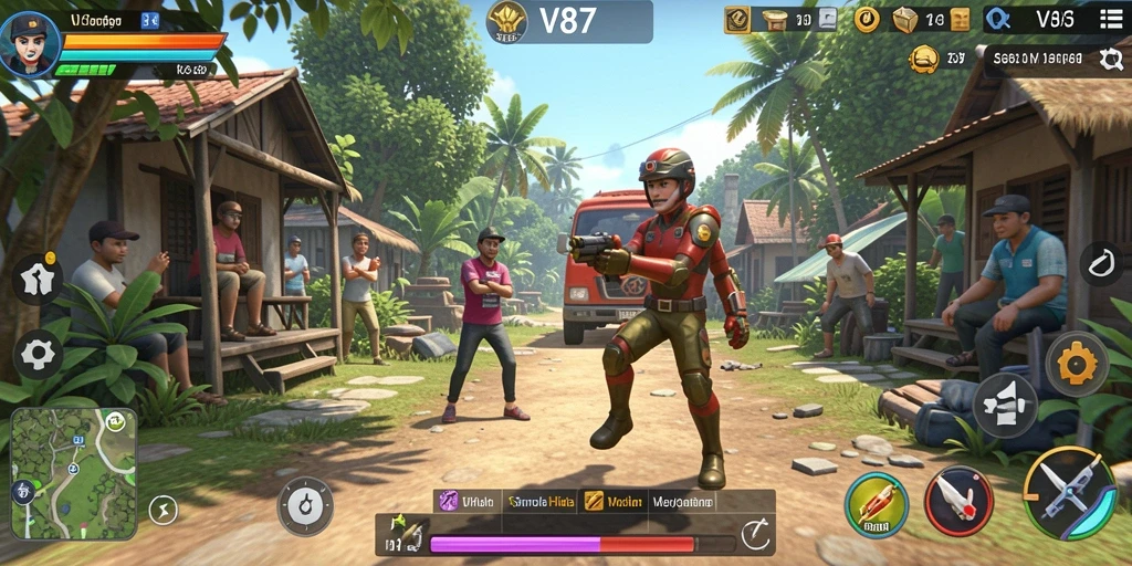Tampilan gameplay V87 yang interaktif dan realistis.