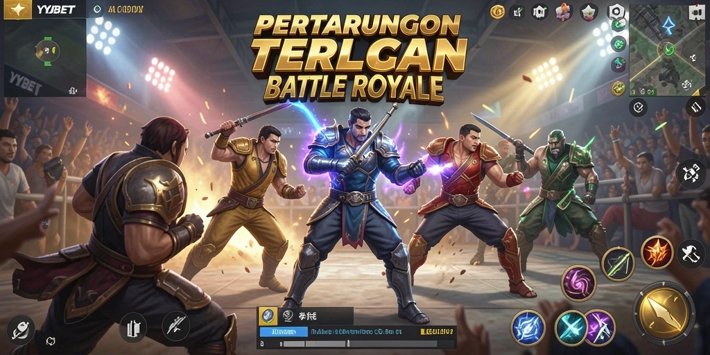 Tangkapan layar gameplay YYBET yang menampilkan aksi Battle Royale yang intens.